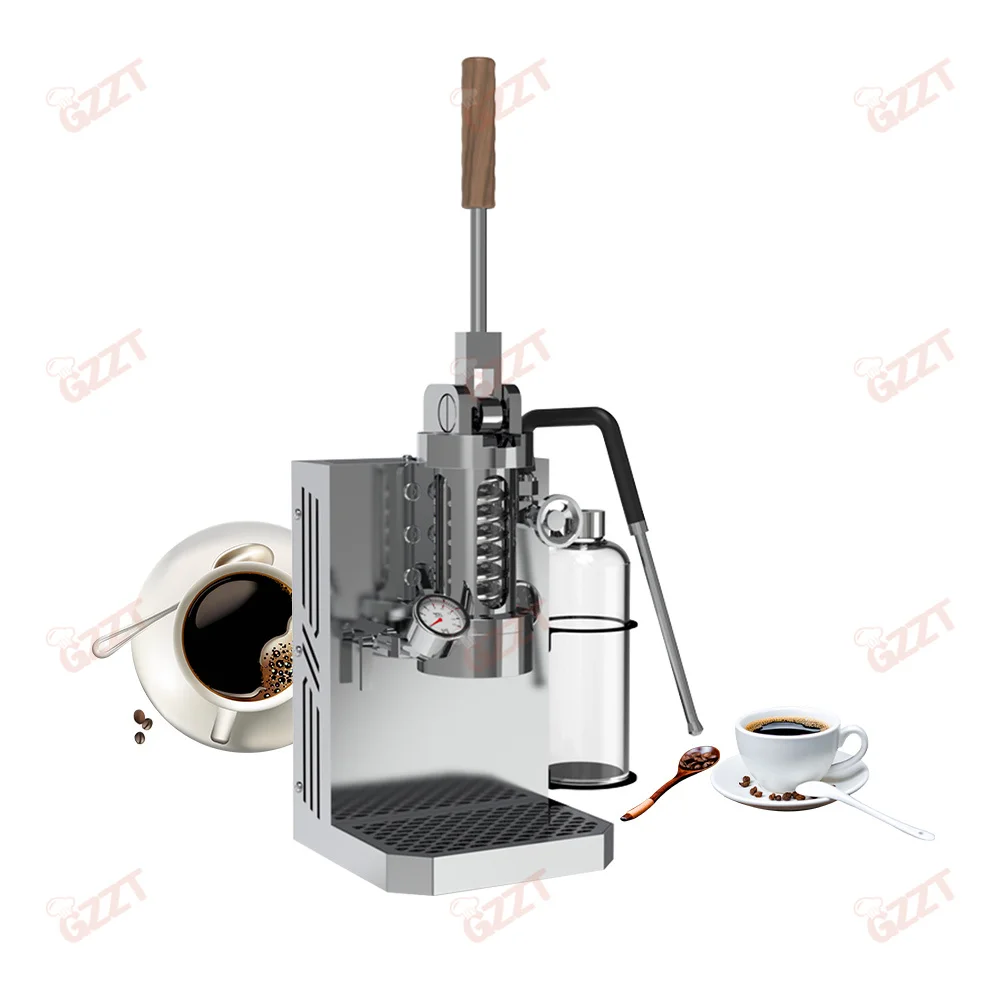 

Spring Pull Rod Structure Manual Espresso Coffee Machine Professional Semi Automatic Espresso Coffee Maker With 1L Water Boiler