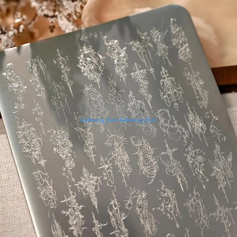 573B Elegant Thorn Pattern Art Transfer Plate With Stainless Steel Base For Professional And DIY Manicure