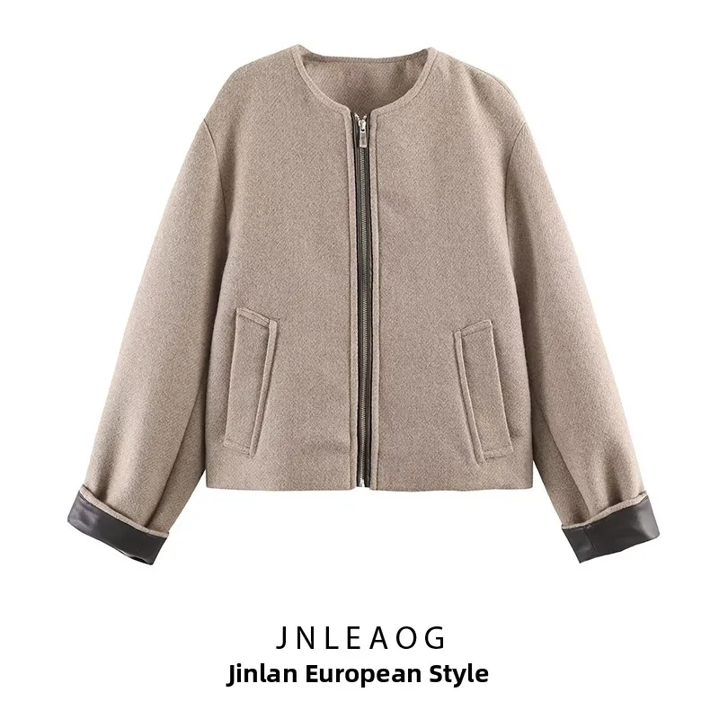 Fashionable Versatile JNLEAOG Women's Jacket Outerwear Autumn New Design Polyester Standard Fit Long Sleeve Zipper Closure