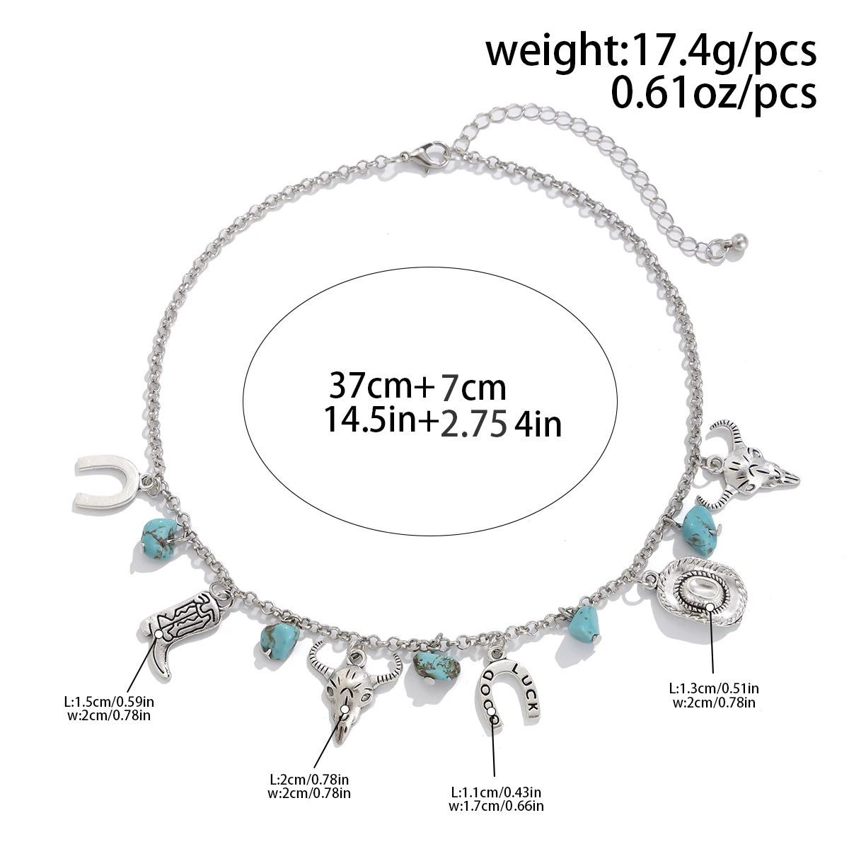 Ingemark Vintage Silver Color Love Heart Pendant Choker Necklace for Women Goth Animal Stone Chain Aesthetic Party Jewelry Set