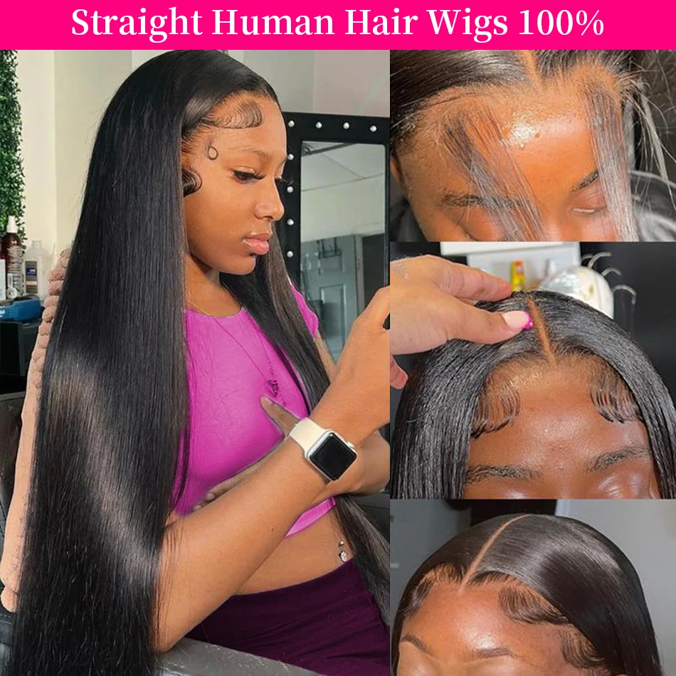 

Прямые парики из натуральных волос 13X6 Hd Парик фронтальной части шнурка 30 40 дюймов Парики фронта шнурка 230 Плотность Бразильские волосы для женщин Натуральный черный