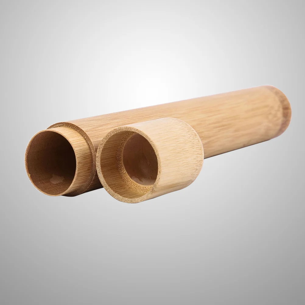 

Portable Lightweight Bamboo Toothbrush Case For Fits Normal Bamboo Toothbrush Tube Storage Container Hygiene Round Box