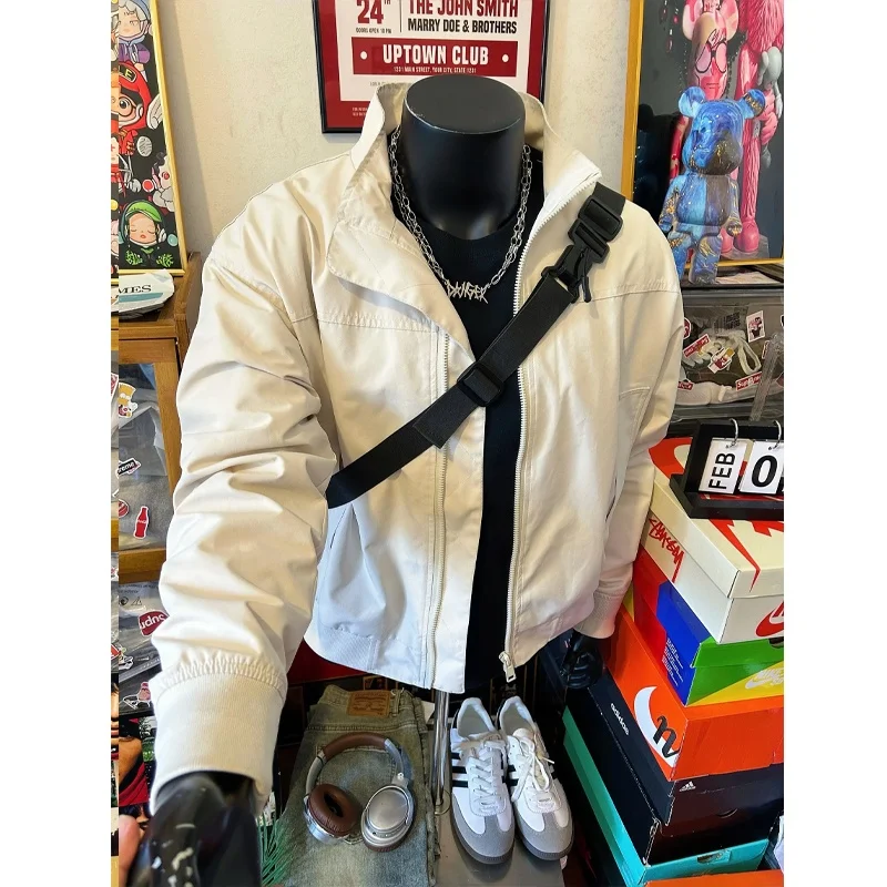 

Мужская ветрозащитная куртка-бомбер с воротником-стойкой, модная демисезонная верхняя одежда из полиэстера