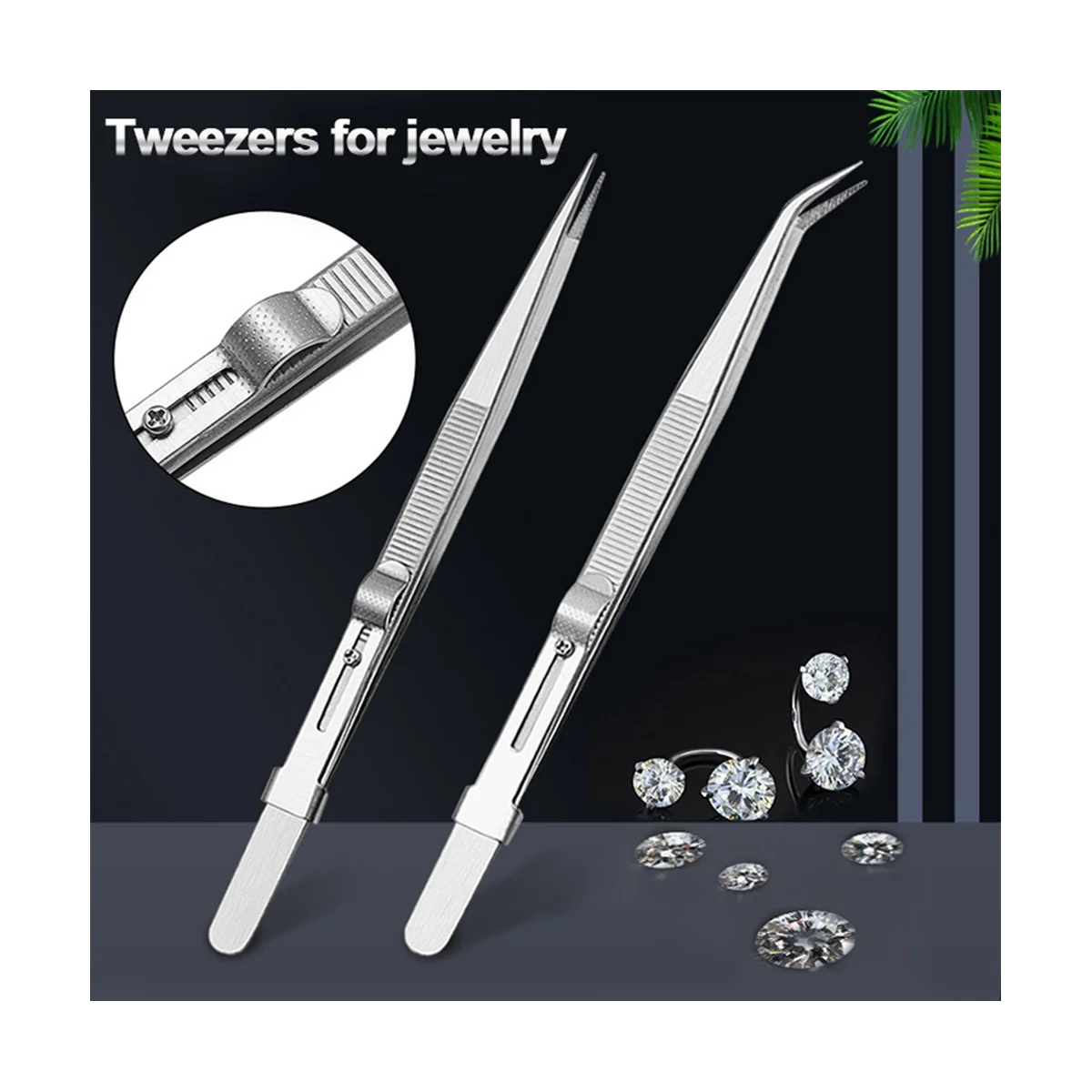 

3 Pack Diamond Tweezers Jewelers Holder Pick Up Tool Stainless Steel Tweezers Diamond Claw Tweezers Gems Tweezer