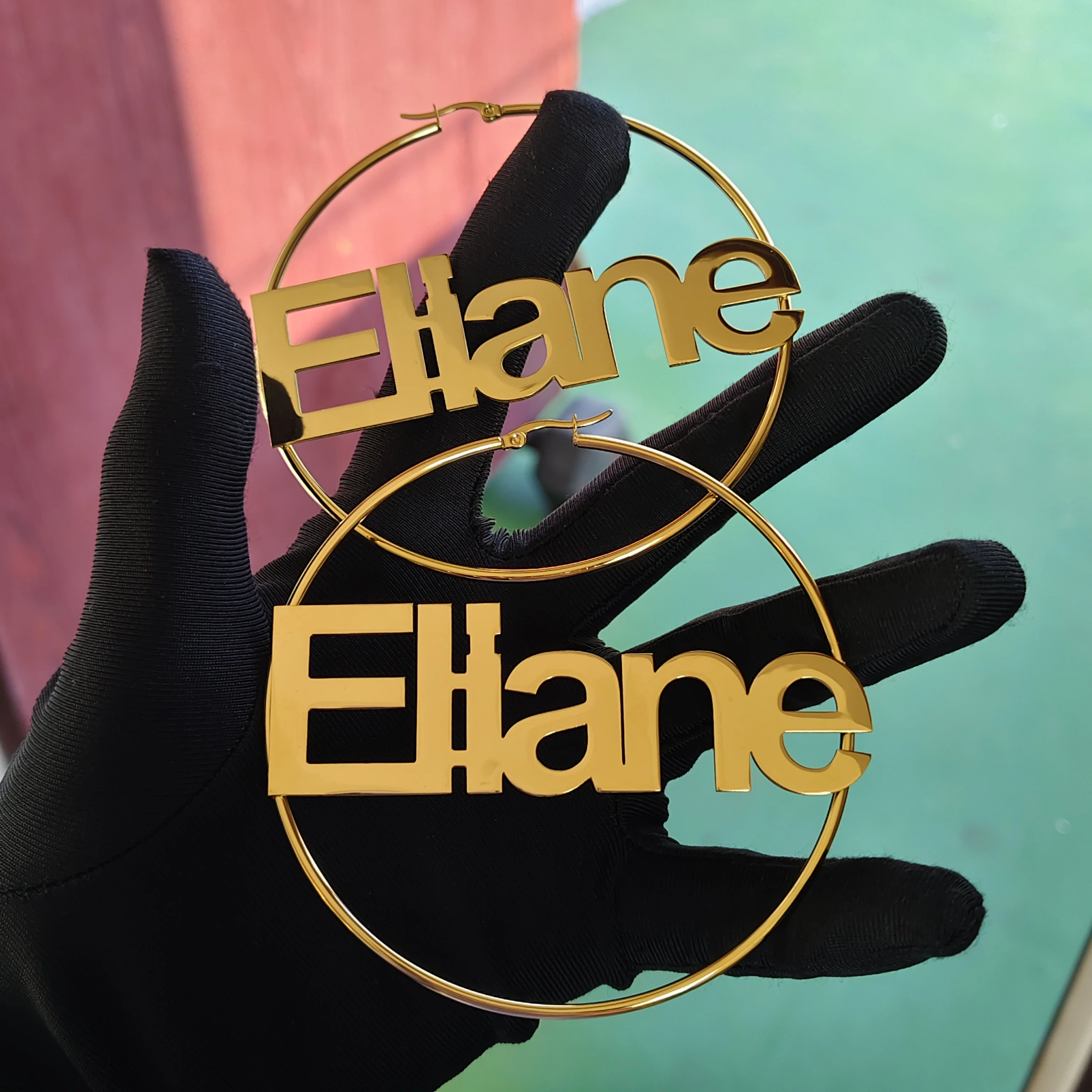 

DHQH оптовая продажа индивидуальное имя 80 мм серьги персонализированные буквы 80 мм золотые серьги рождественский подарок производитель прямые продажи