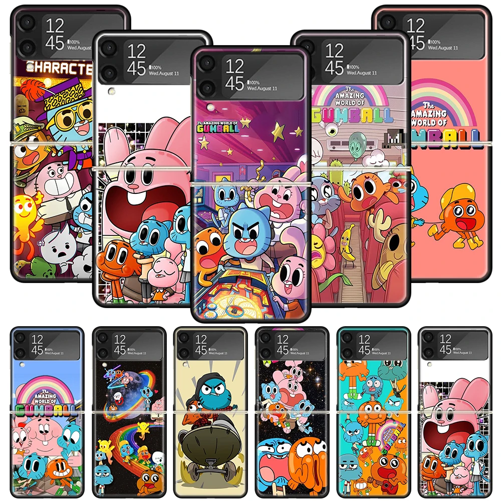 The Amazing World Gumball Phone Case For Samsung Galaxy Z Flip 6 5 4 3 5G Black Cover ZFlip6 ZFlip4 ZFlip5 ZFlip3 Coque Fundas B