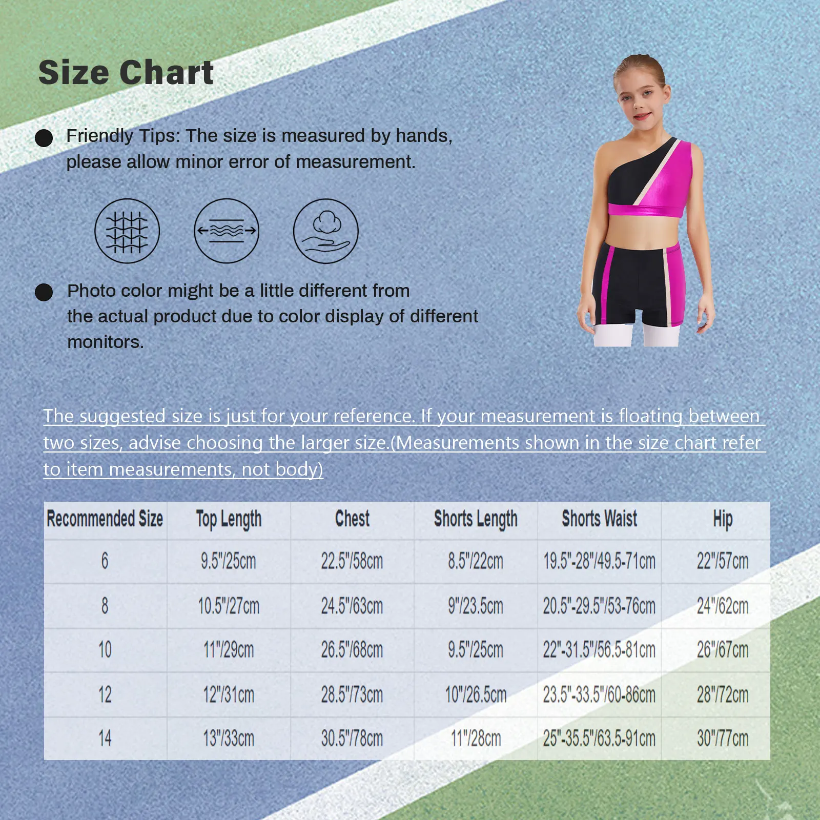 3 pçs meninas moda bloco de cores ginástica dança esportes conjunto um ombro sem mangas colheita topo + shorts + collant para festa desempenho