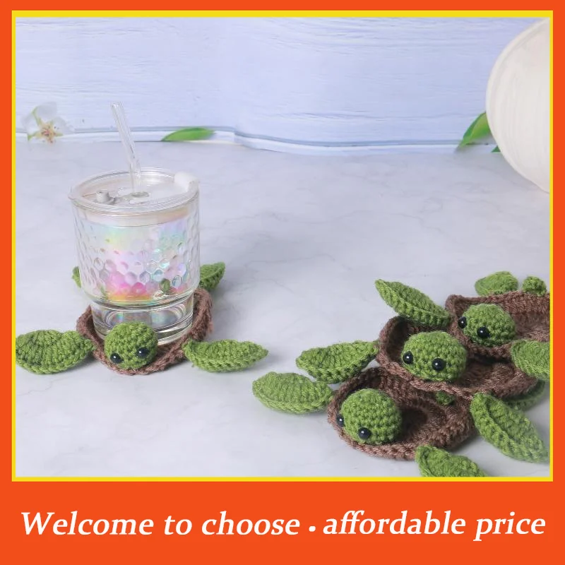#Handmade Crochet Turtle Coaster Fun Animal Mug Rug Creative Knitting Housewarming Home Decor Gift For Daughter Mom
