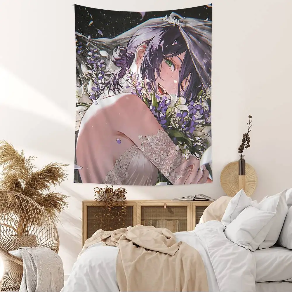 Anime Chainsaw Man Reze Arc Cartoon Tapestry Wall Hanging Decoration Household Home Decor