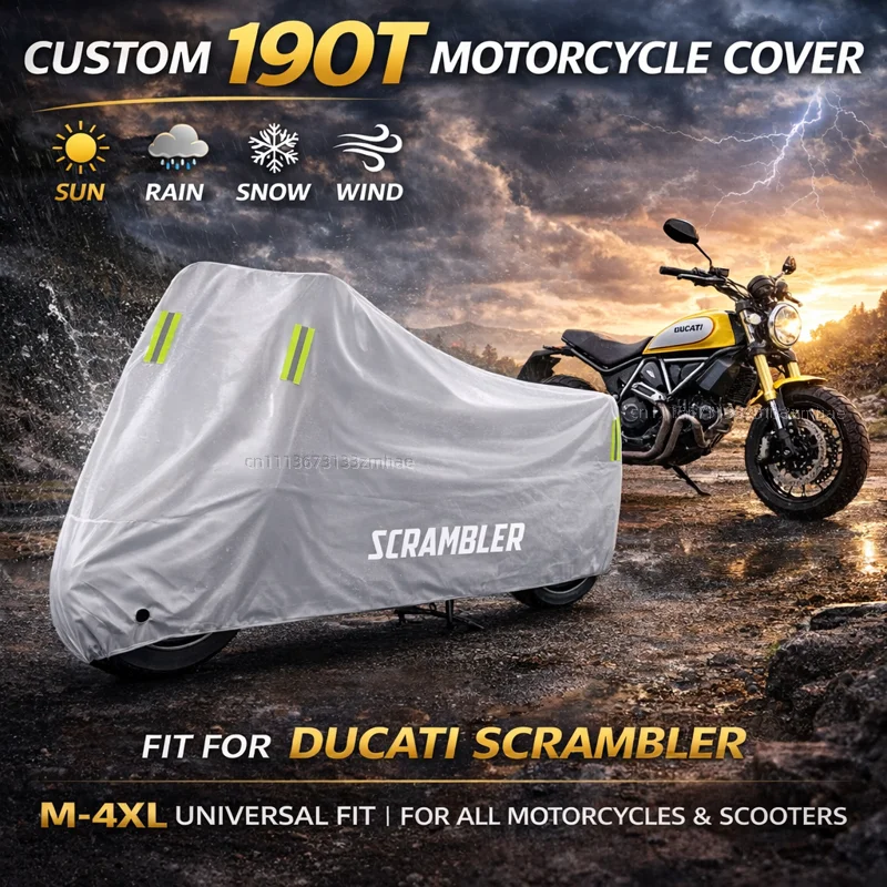 

Чехол для мотоцикла Ducati Scrambler 400 800 1100 2014-2019, водонепроницаемый, сверхпрочный, для улицы, защита от дождя, пыли и солнца