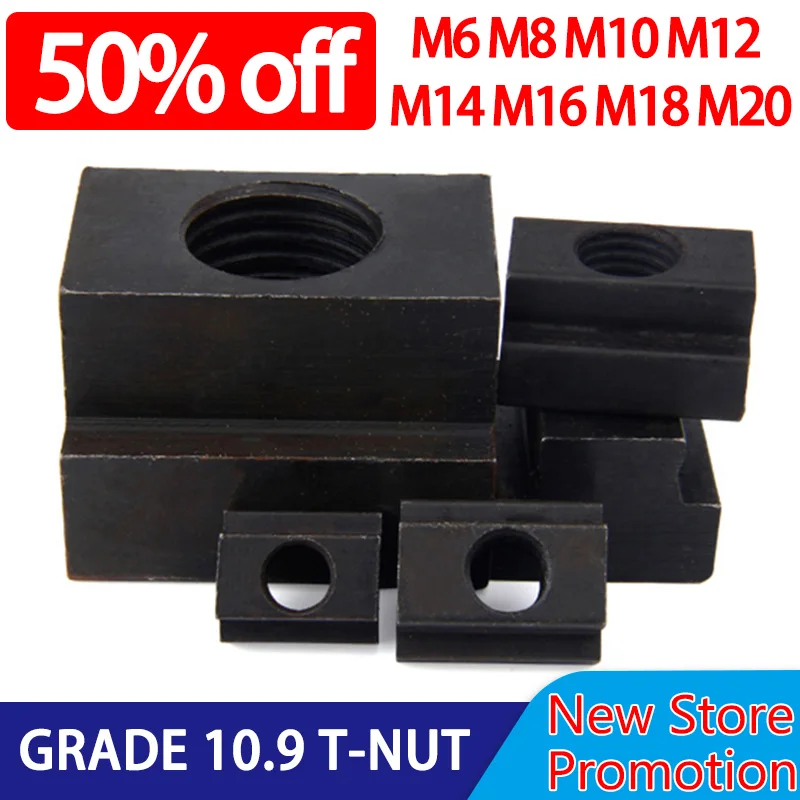 T-nut M6 M8 M10 M12 M16 M18 M20 DIN508 Black Finish Grade 10.9 Carbon Steel T-Slot Nut Tapped Through Slot T-nut Furniture