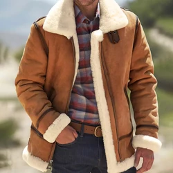 Men's Leather and Fur Jacket - Winter Warmth British Fashion Casual Custom Thick Genuine Fur