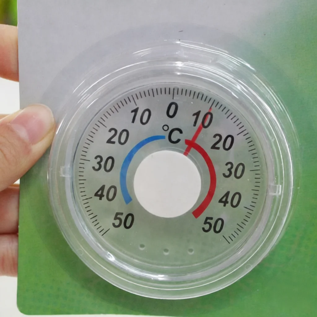 Outdoor Window Thermometer Round Adhesive Temperature Sensor Mechanical Dial Gauge Monitoring Instrument For Garden