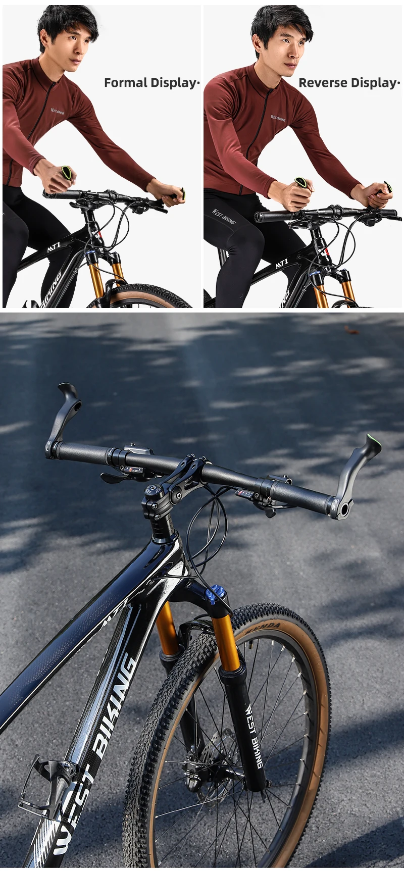 WEST BIKING MTB Fahrradlenkerenden Ergonomische Mountainbike-Innenlenkerenden 22,2 mm Nylon Reflektierende Lenkerenden Fahrradzubehör – Detail 13