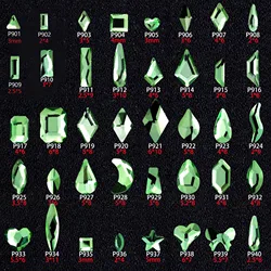 Wholesale100pcs erba verde chiaro di forma diversa cristallo elegante strass 3D Manicure Nail Art decorazione Charms gioielli