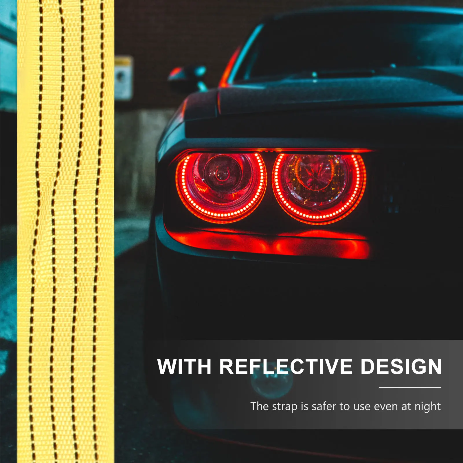 

1Set Car Towing Rope High Strength Nylon Emergency Strap for Vehicle Recovery with Reflective Design and Sturdy Shackle Hook