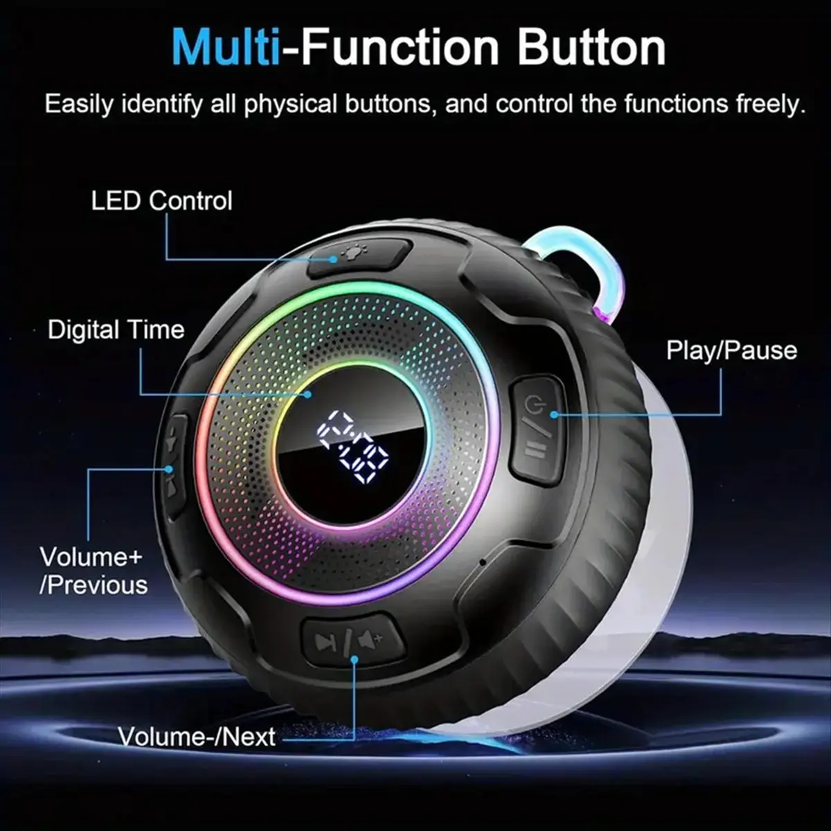 *X07A Wireless Speaker S5 IPX7 Waterproof ENC Speakers Built-in Mic 10 Hours Bluetooth Shower Speakers Subwoofer Blue image 3