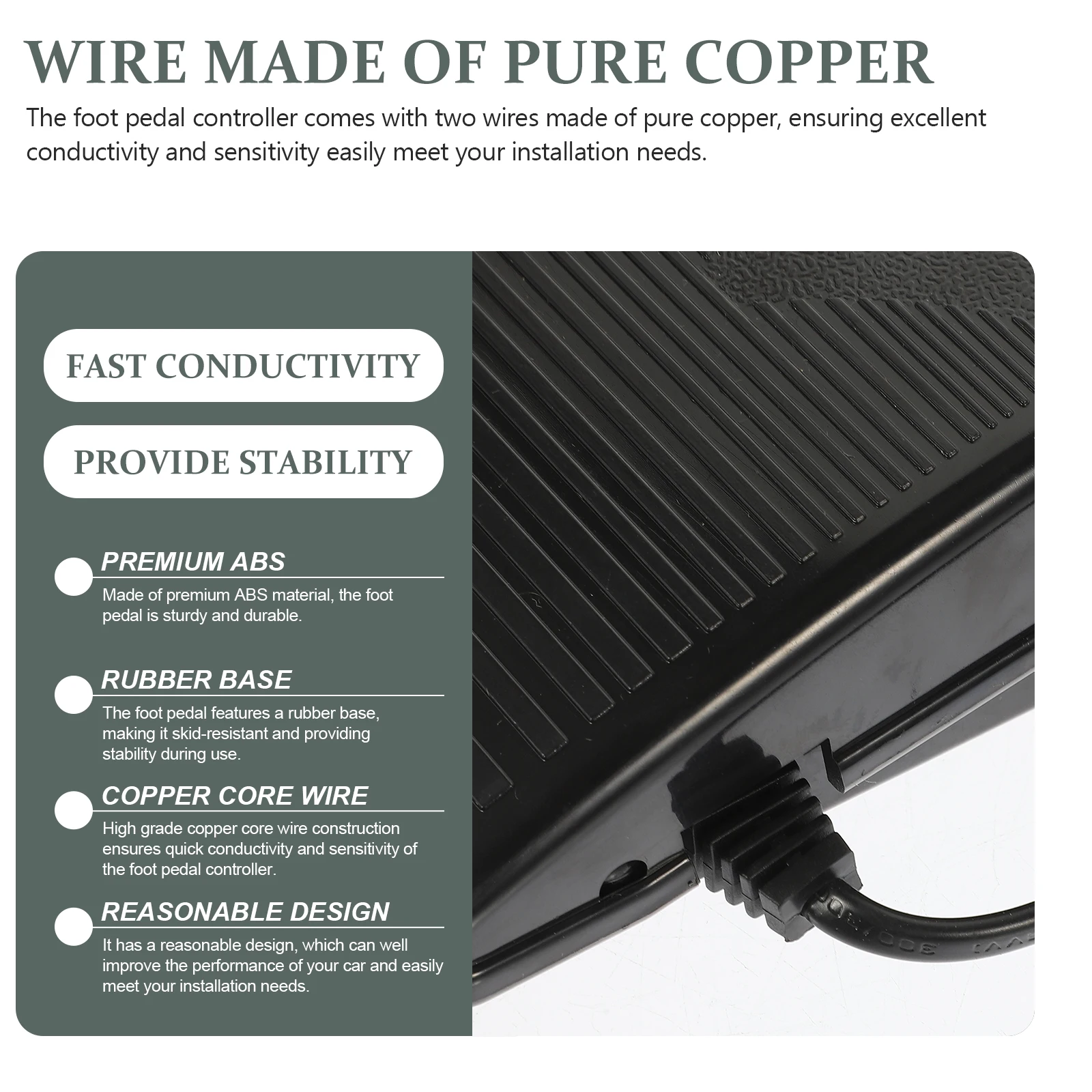 

1 Set Of Sturdy For Home Use Non-Slip Base Fast Conductivity Copper Wire Structure Replacement Foot Control Steady Safety Pedal