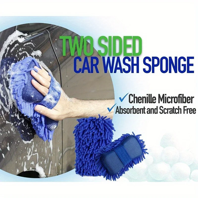 Microfiber Duster with Sponge & Grip. 2 in 1. Car Accessories. Useful for Cleaning Car, Glass, Motorcycle, Bike, Mirror, Tile