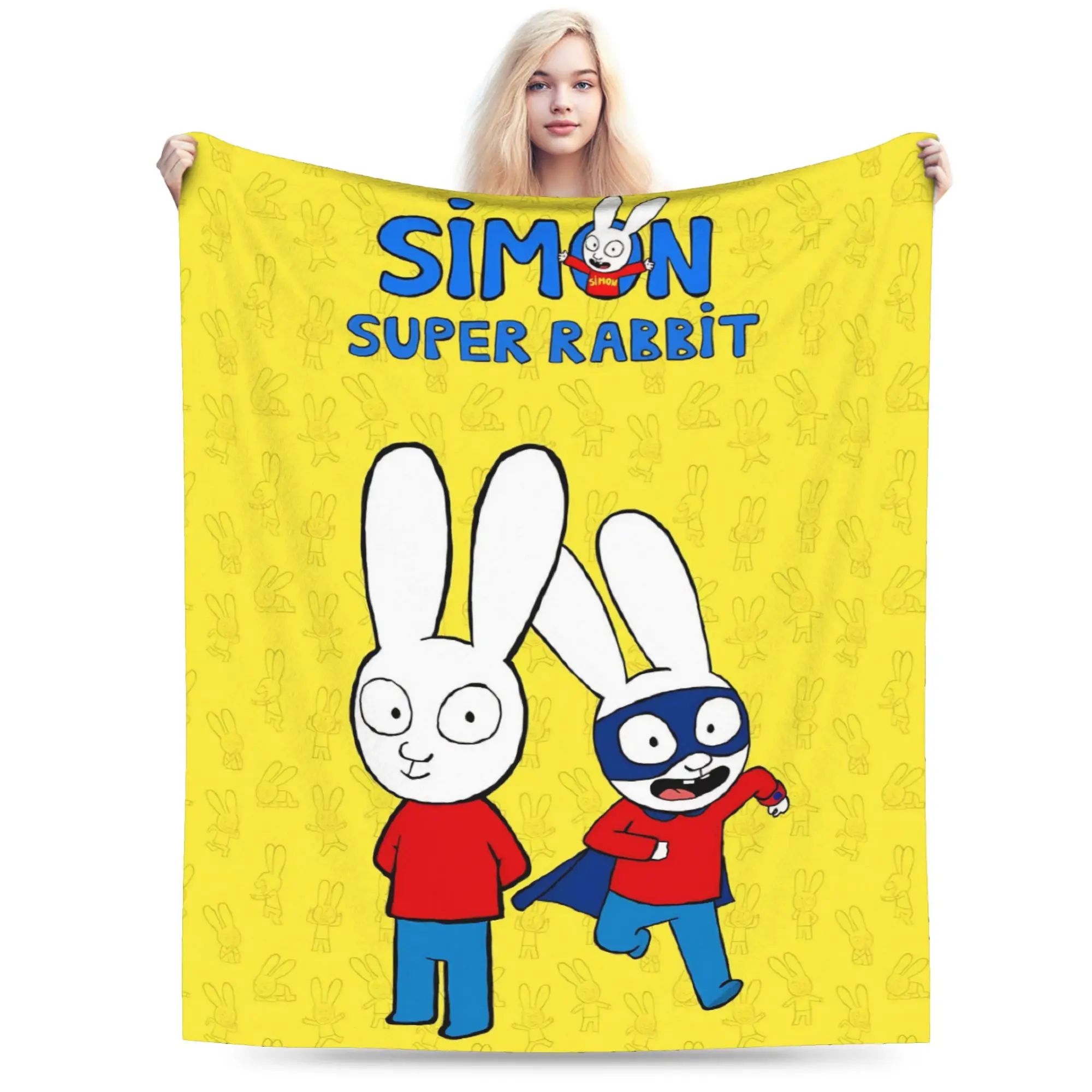 Simon Super Rabbit Throw Blanket for Couch  Soft Fuzzy Plush Blanket 50x60 Inches Multi-size Bedspread for All Seasons