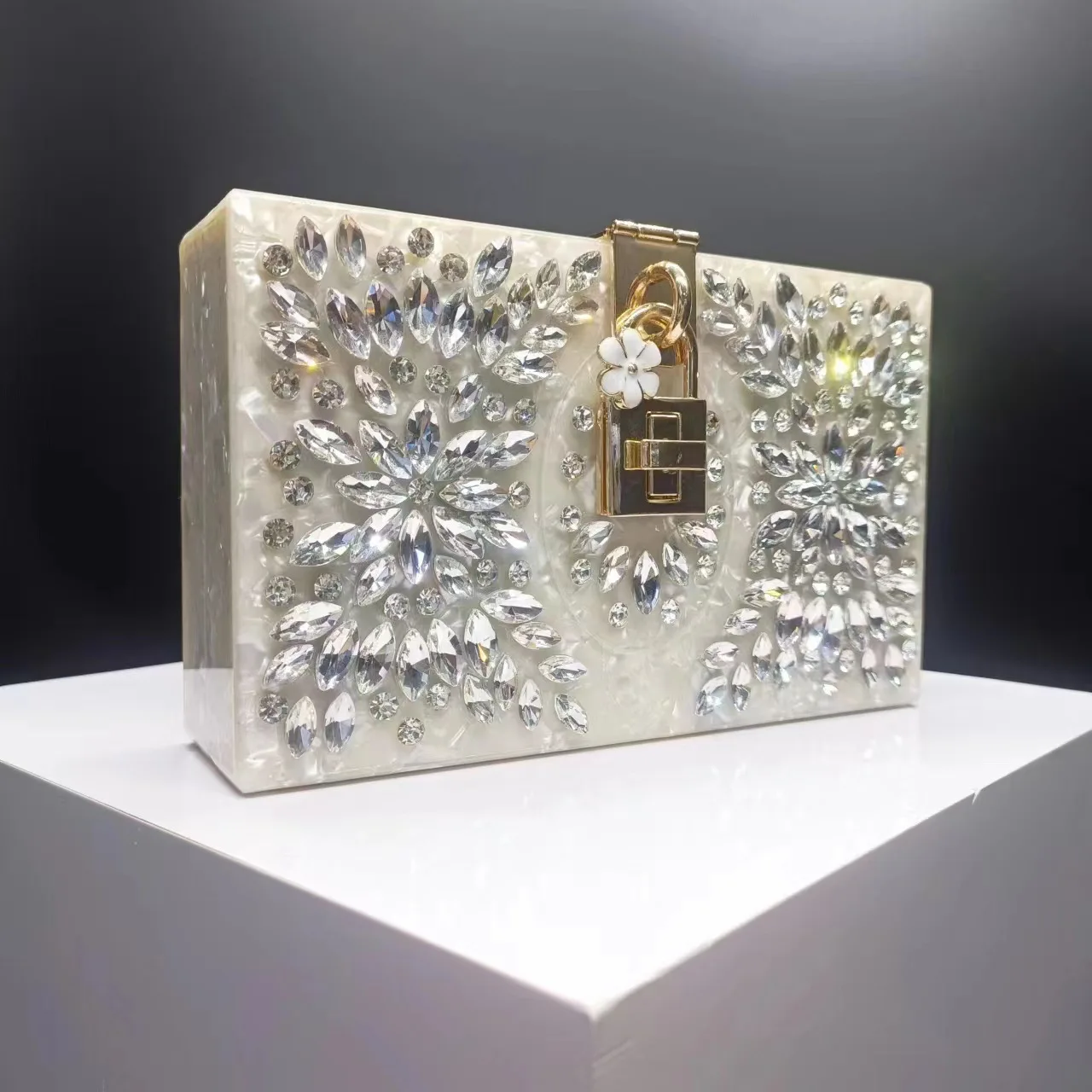 Bolso de cena acrílico con diamantes para mujer, bolso de hombro oblicuo para banquete de boda, bolso de mano con cadena para fiesta, bolso principal de lujo para mujer