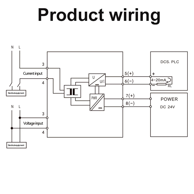 AC DC Current Voltage  Transmitter 0-10A 0-500V Input 4-20mA 0-5 0-10V Output DC24V Power Supply Signal Monitoring Isolator