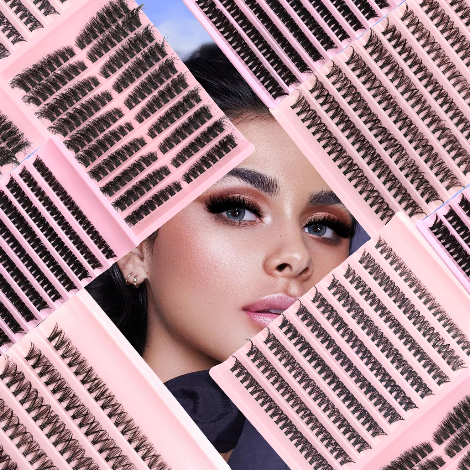 200PCS D Curl Eyelash Cluster Set with 30D40D80D and 80D Spiky Style Natural Wispy Volume Lashes