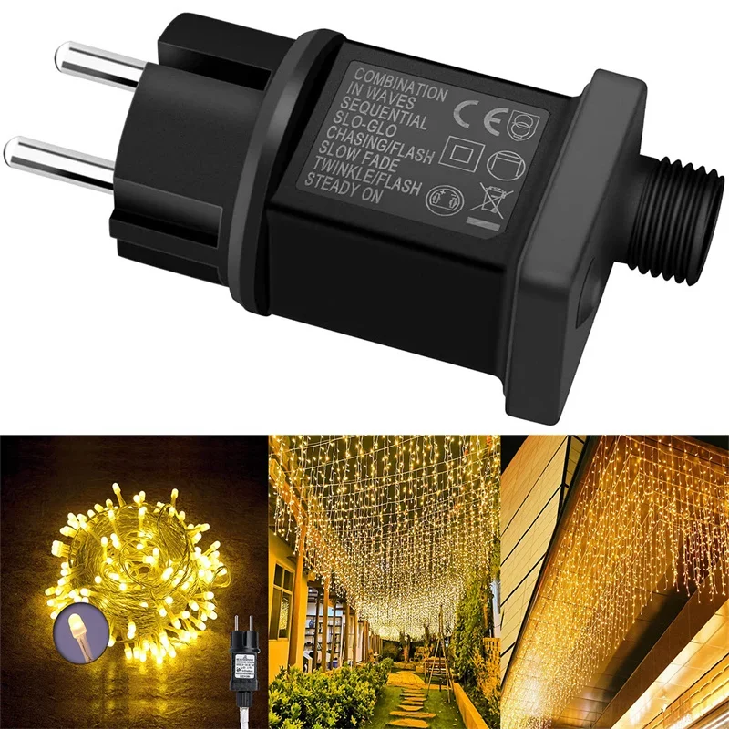 Adaptador de alimentação IP44 à prova d'água para luzes de corda LED - driver de 31V 6W para LED de alimentação de unidade sempre brilhante/piscando (UE)