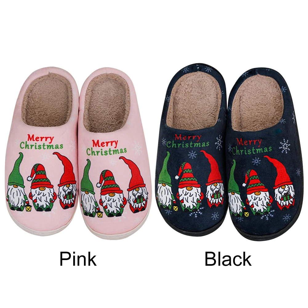 Santa Claus Dwarf Fluffy Fur Slippers Cozy Plush Closed Toe Slippers Soft Plush Slip-on House Shoes Cute for Men Women