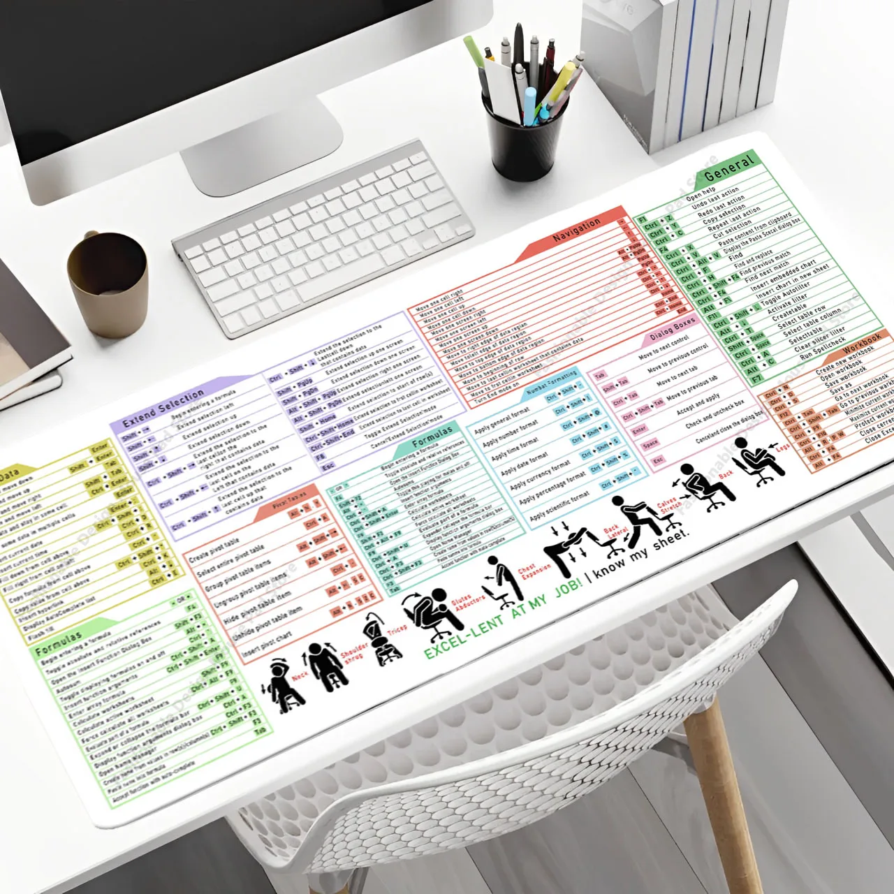 profissional-exce-senmo-no-meu-trabalho-atalhos-teclas-mouse-pad-teclado-tapete-de-mesa-triche-folha-mousepad-jogos-usuarios-de-escritorio-deskpad