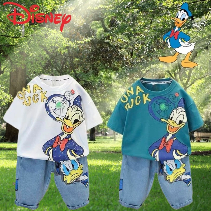 

Personality Disney Donald Duck Kids Boys Summer New Cute Creative Cartoon Pattern Casual Comfortable Short Sleeve Shorts Suit