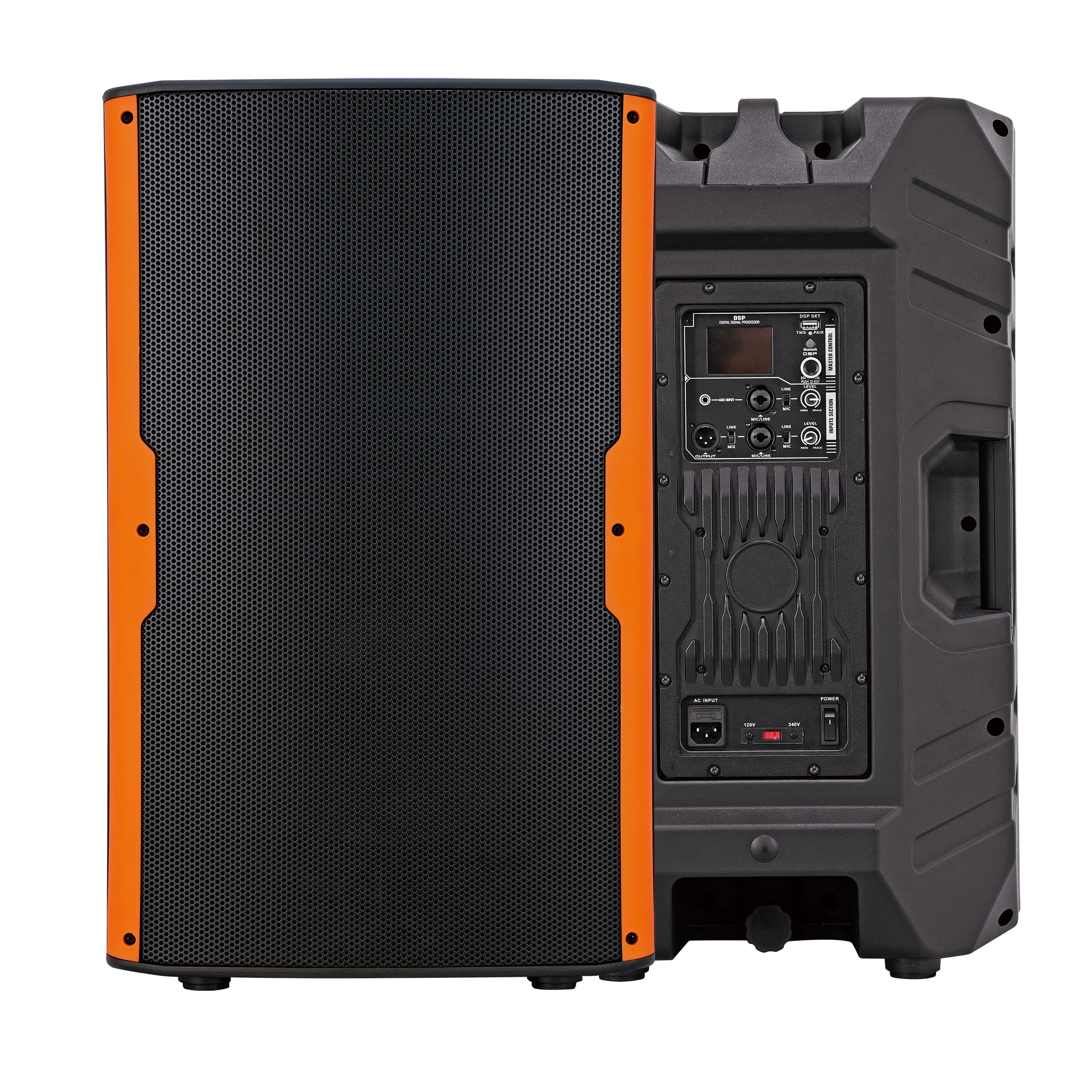 

1400W 15-inch Professional Audio PA Speaker with 2-Channel Mixer DSP Amplifier and Multi-color LCD Display Bocina Parlante