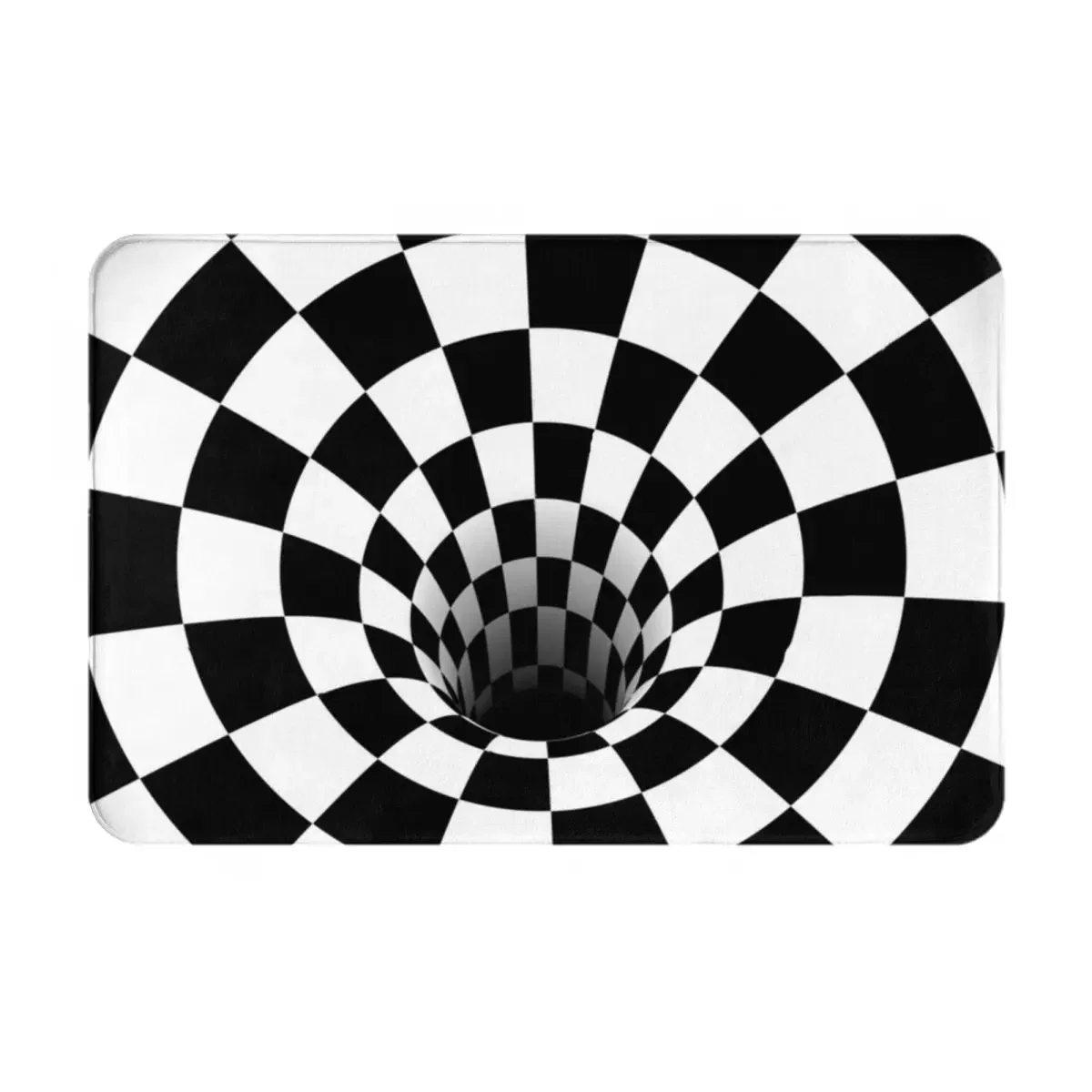 Optical Illusion Black Hole Checkerboard Doormat Rug Carpet Mat Footpad Polyester Non-slip Antiwear Front Room Corridor Kitchen