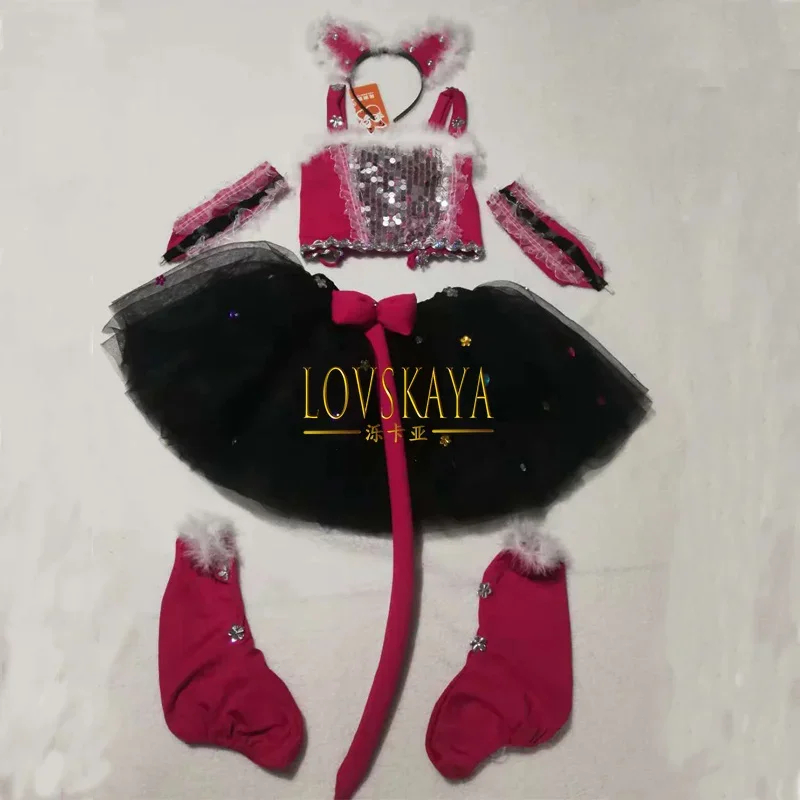 Kinderen Performance Dans Kleding Pluizige Rokken Kleuterschool Jazz Kat