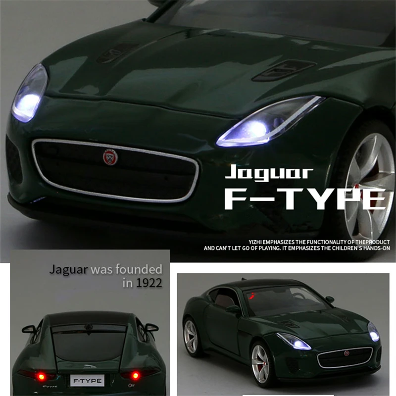 Jaguar – modèle de voiture en alliage moulé, jouet en métal, 1:32 coupé, haute Simulation son et lumière, jouet pour enfants, cadeau, F-TYPE