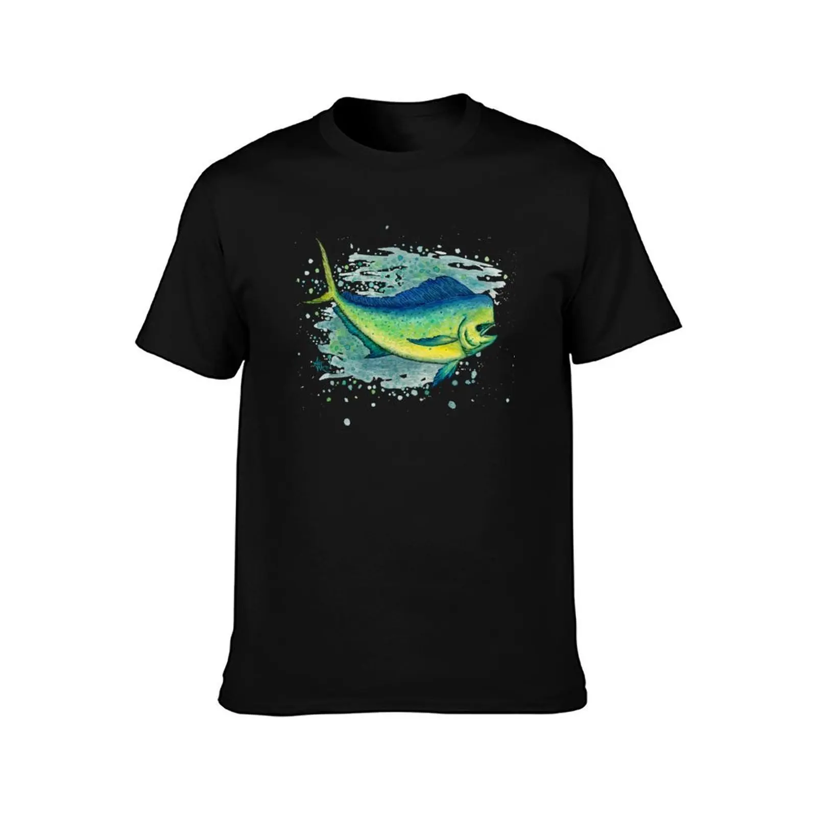 Mahi Mahi Splash by Amber Marine ~ watercolor & ink dolphin fish / dorado painting, art ? 2016 T-Shirt Durable Work Wear T-Shirt