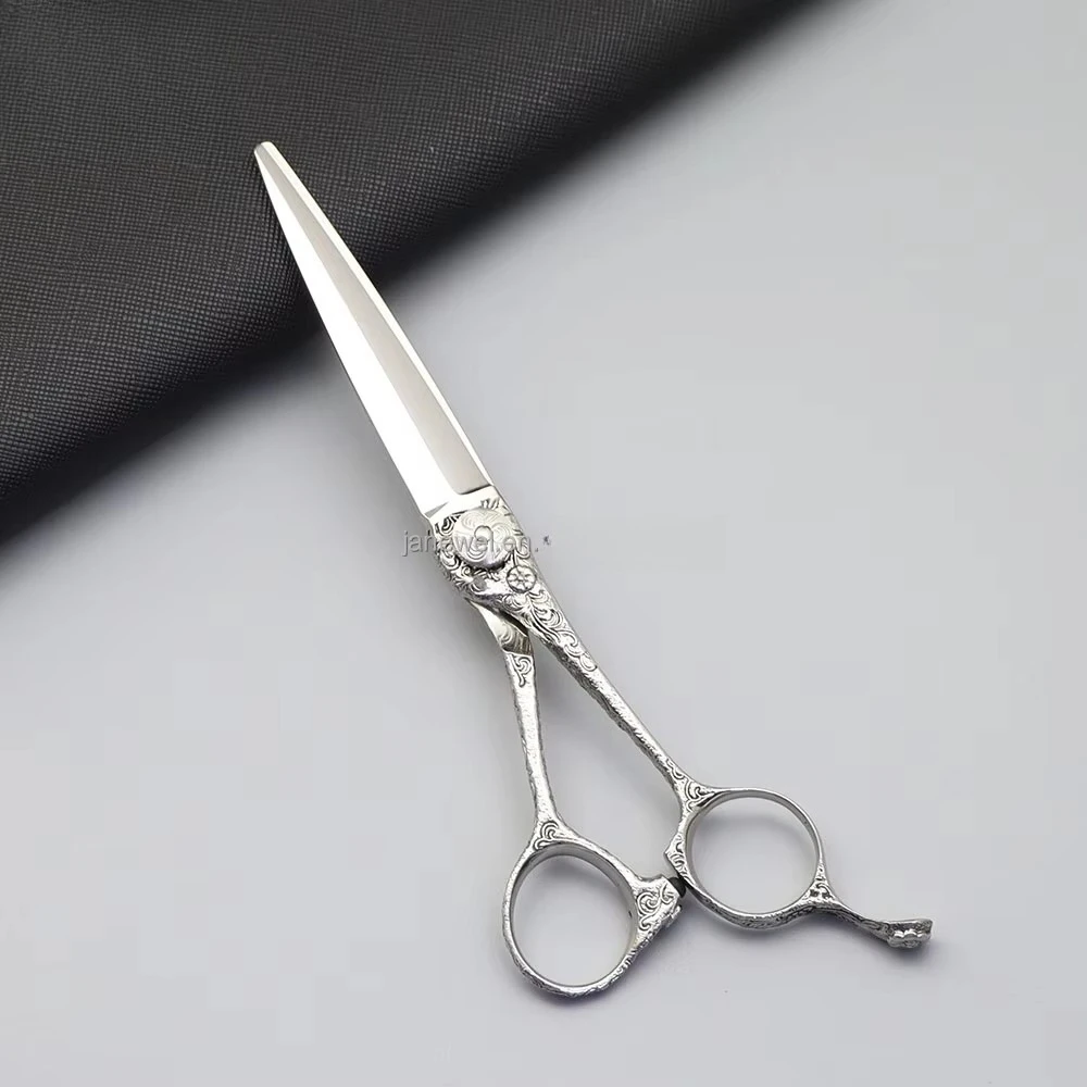 6.3 Inch Barber Scissors Floral Engraved Hair Cutting Shears Ergonomic Handle