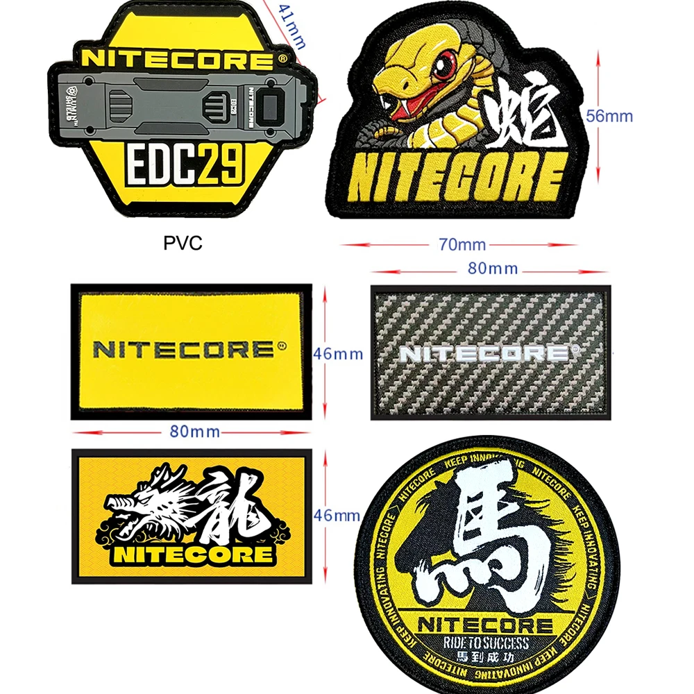 Nitecore LOGO Embroidery Velcr0 Patch Tactical Military Decorative Patches Combat Appliques Emblem Embroidered Badges Snake
