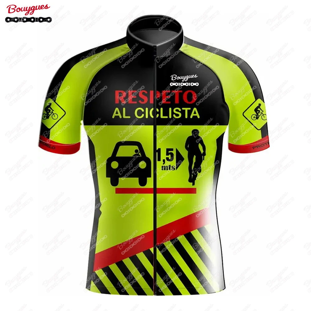 3 Feet Safety Cycling Jersey for Men Short Sleeve Reflective MTB Maillot Downhill Pro Team Mountain Bicycle Clothing Summer New