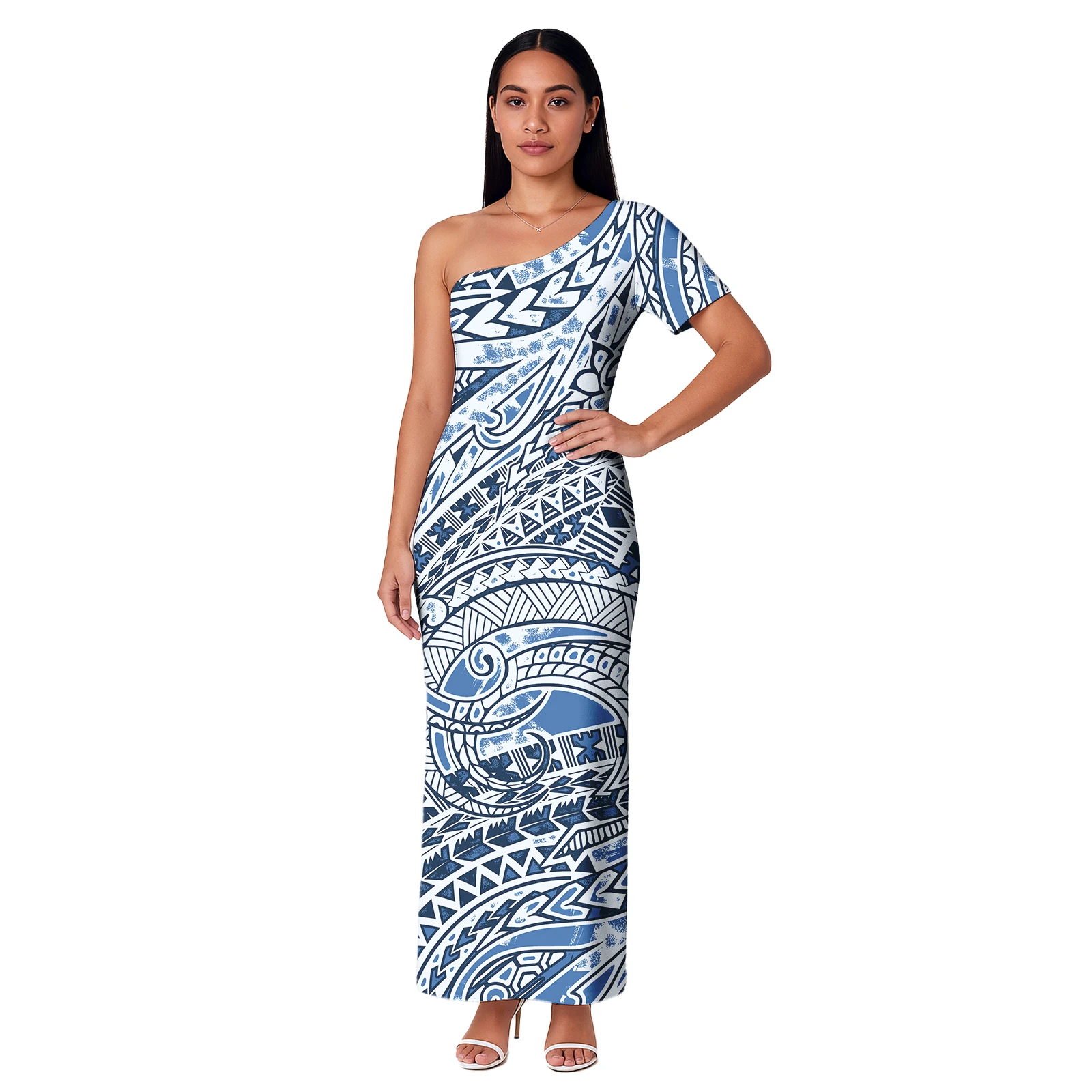 ร้อนขายเกาะสไตล์สุภาพสตรีชุดPolynesian Tribal Midiชุดลําลองผู้หญิงElegant Plusขนาดชุดสตรี