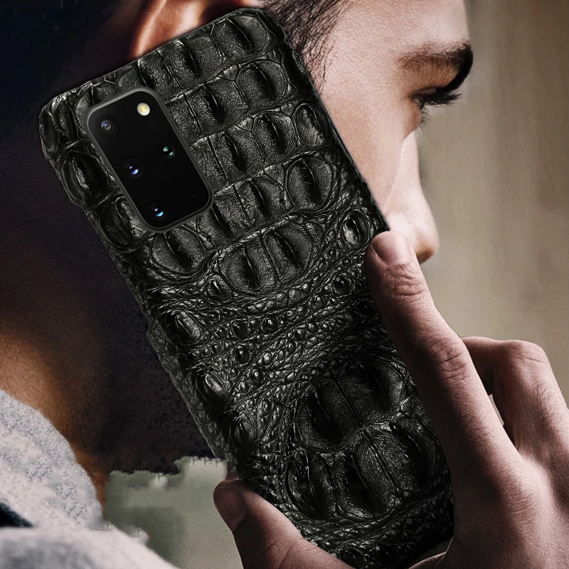 LANGSIDI Leather case For Samsung s20 plus S21 ultra A51 a71 s10e s10 Original Crocodile cover For Galaxy Note 20 ultra 10 plus