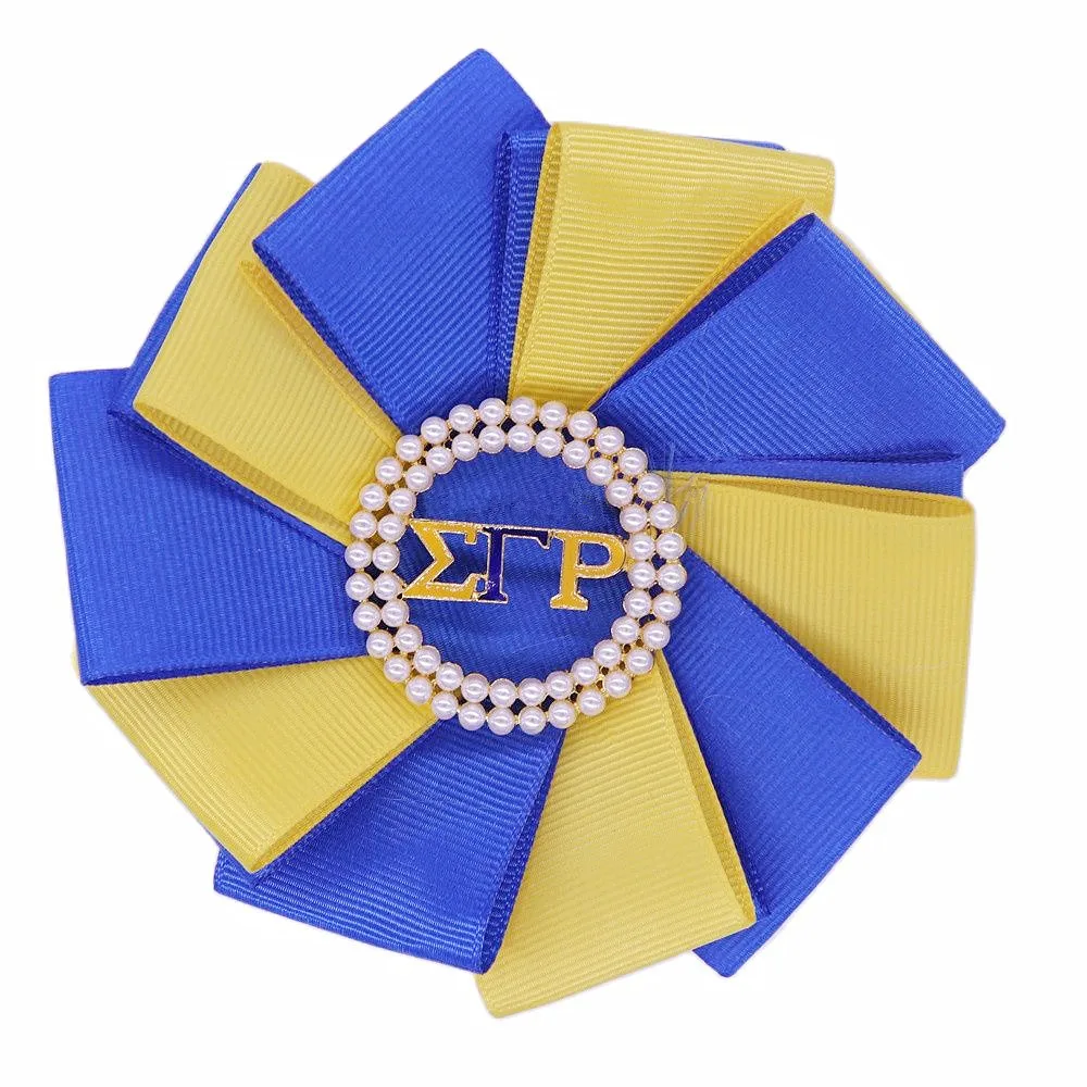 Custom Greek Letter SGRHO Sign Lady Gifts Satin Ribbon Sorority Sigma Gamma Rho Corsage Brooch