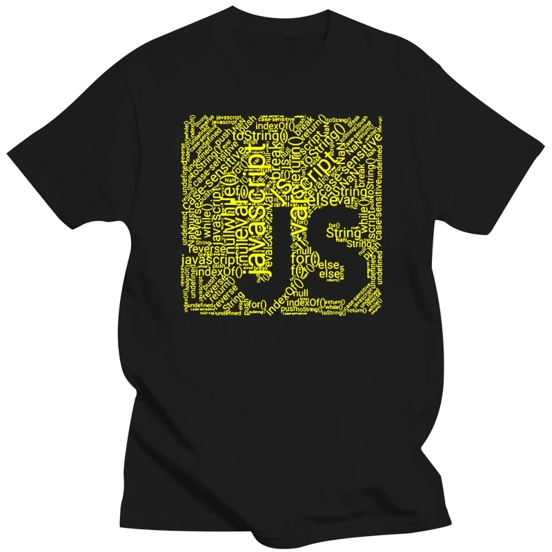 Js Wordcloud Programming 100% Cotton T-shirts For Javascript Deve Family Hiphop Top Creative Mens Letters Summer Cotton Cute