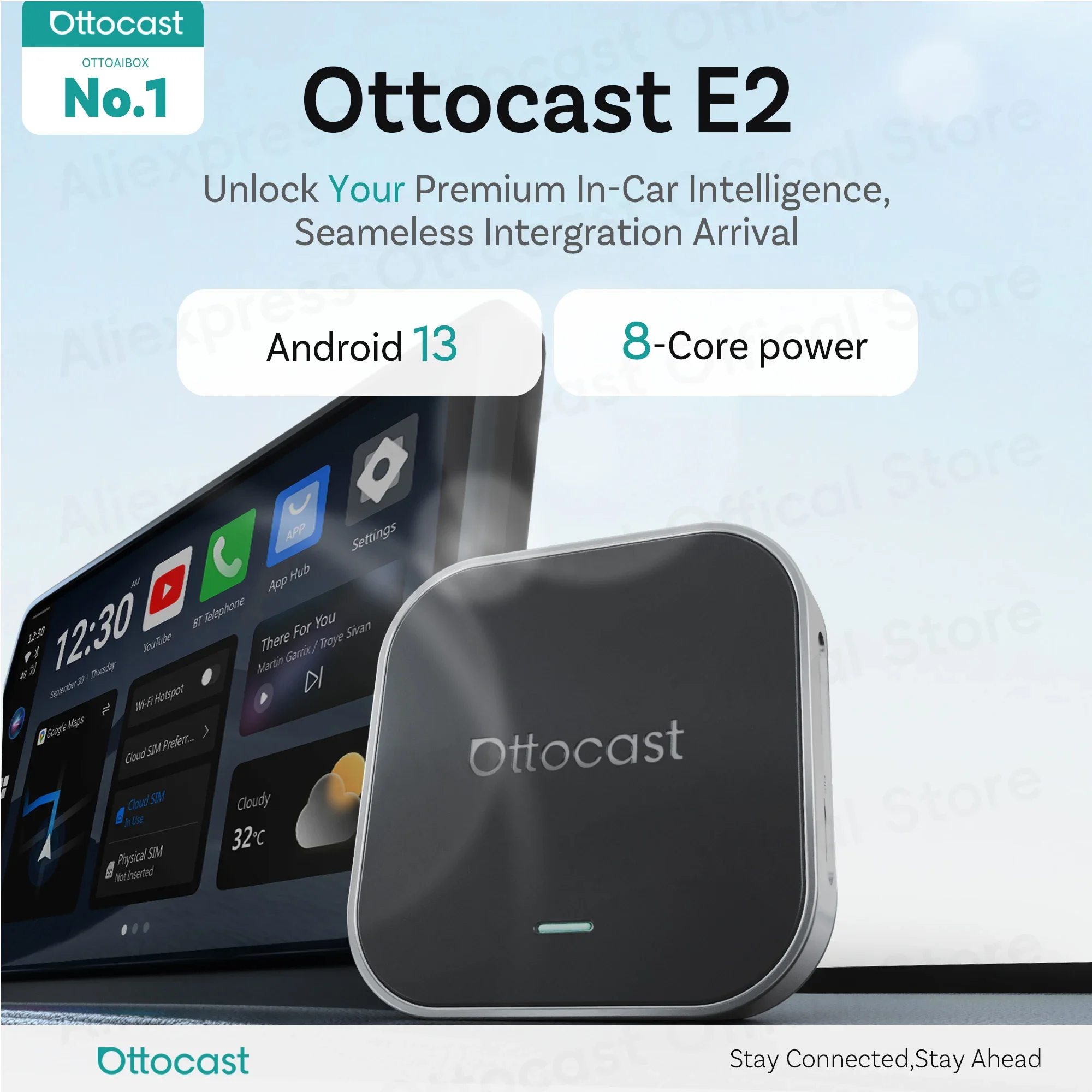 

OTTOCAST Ottaibox E2 Android 13 Wireless CarPlay Android Auto AI Box for Netflix Car Accessories for VW Toyota