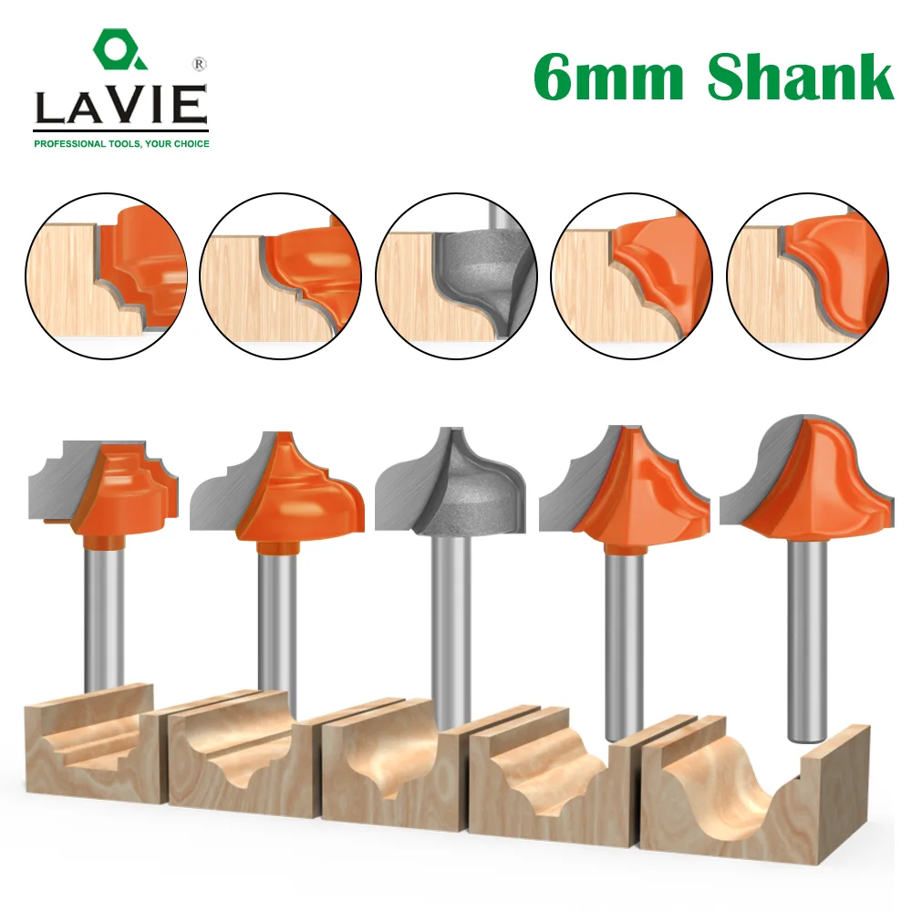 

LAVIE 1pc 6mm Open End Carving Lace Knife Bit 3D Woodworking Insert Tungsten Carbide CNC Router Bit Wood Cutter MC06004