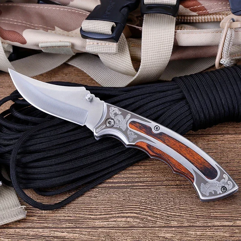 Damascus 58HRC Folding Knife Pipe Cutter Pocket Knives Multi Survival 8Cr18 Steel Blade Tactical Stiletto Outdoor Knife Tools