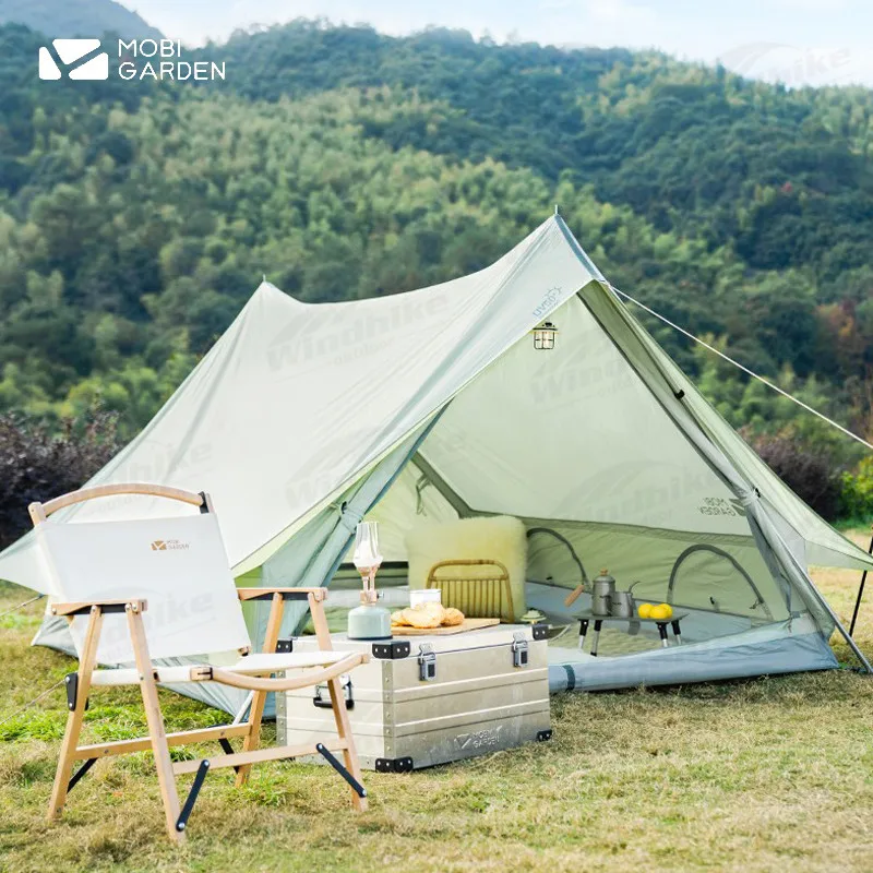 

MOBI GARDEN Era150 Кемпинговая палатка из хлопка, утолщенная палатка для 2-3 человек, большая космическая палатка, водонепроницаемая, с защитой от ультрафиолета, для туризма, пешего туризма