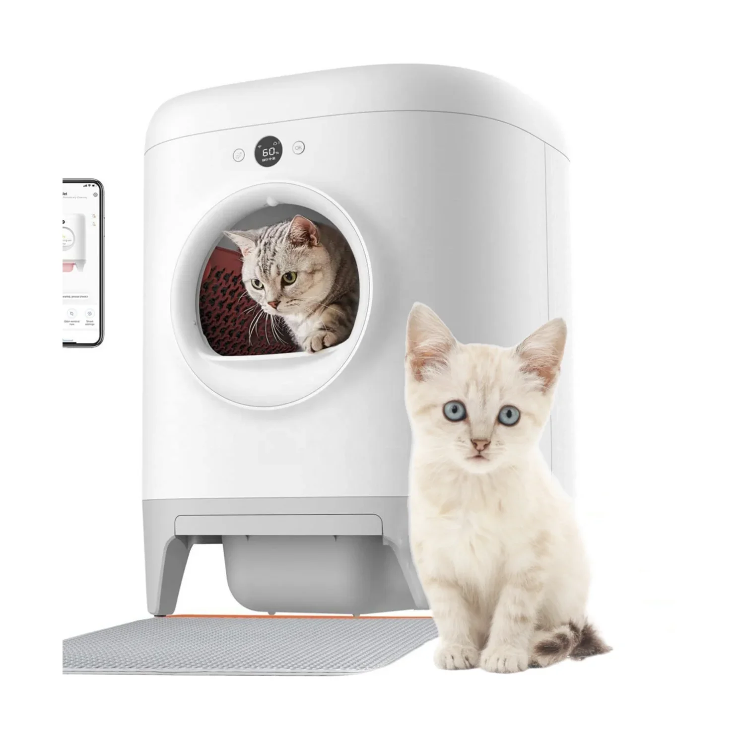 USMILEPET New Design Self Cleaning Cat . Box Large Automatic Cat . Box for Multiple Cats with APP Control