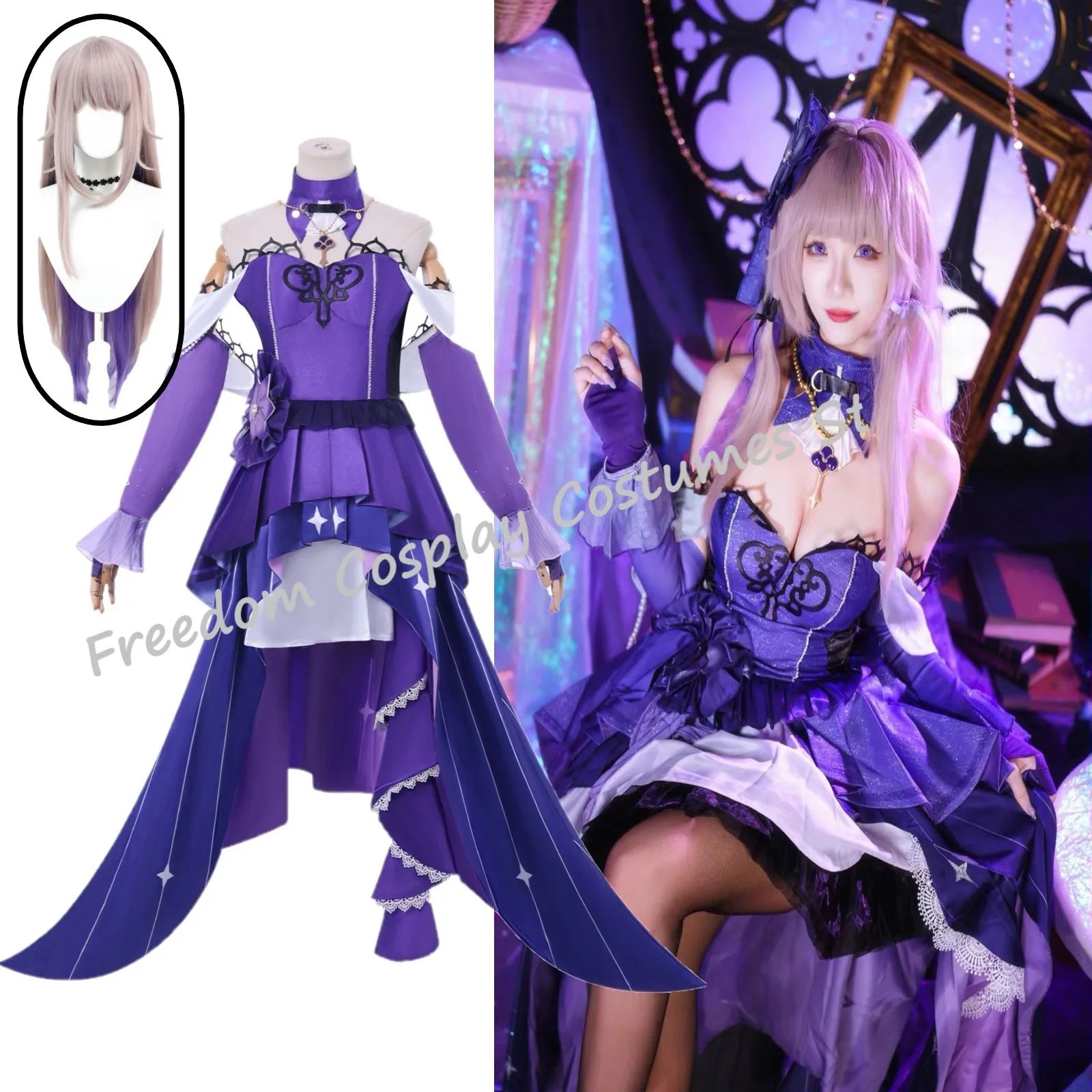 

In Stock Honkai：Star Rail Concert The Herta Cosplay Costume wig French Horn Herta Women Dress Halloween Carnival Party Suit