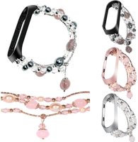 Jewelry Watch Strap for Xiaomi Mi Band 7 6 5 Bracelet Fashion Bead Wristband Replacement for mi band 5 4 3 Women Wriststrap